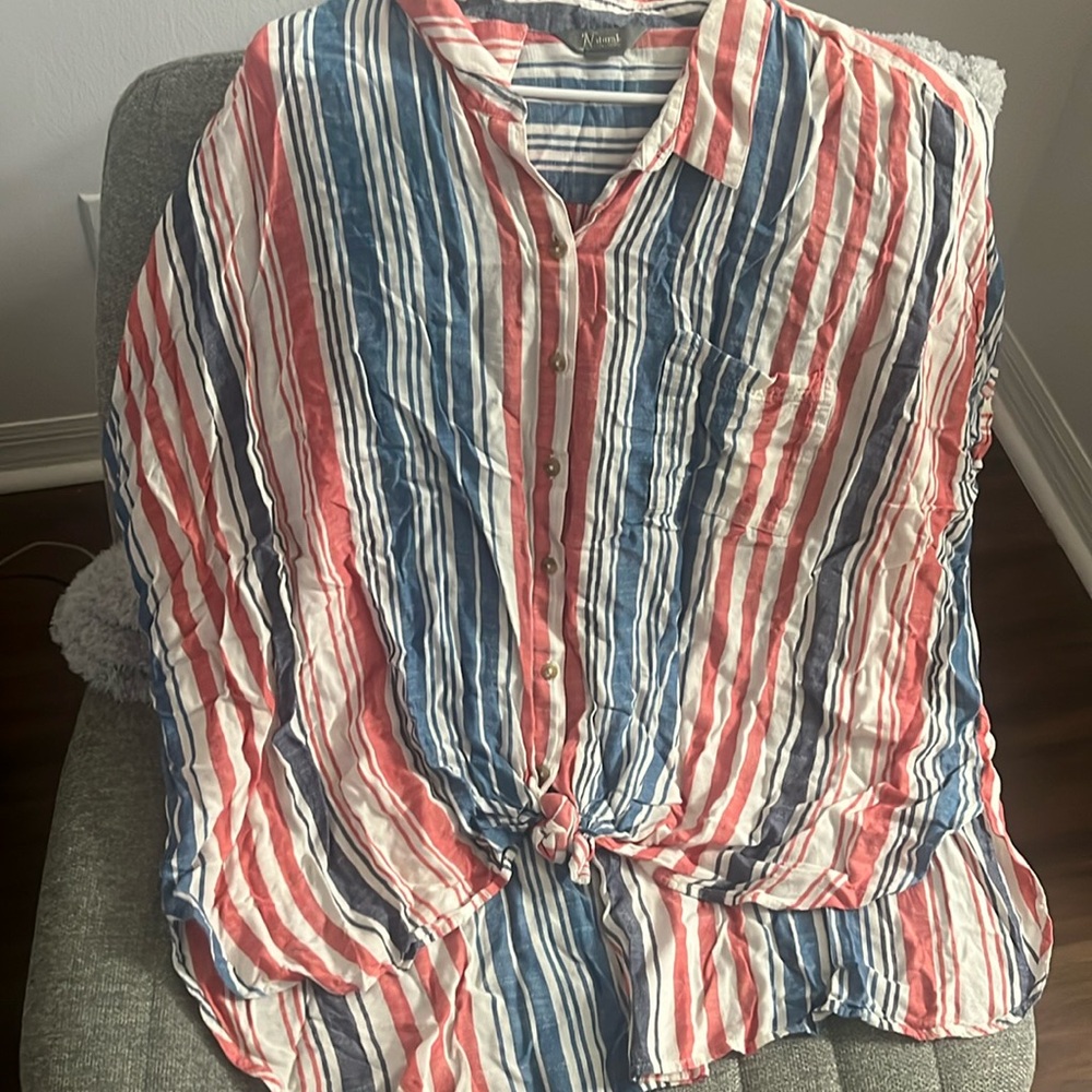 Multicolored tie up short sleeve